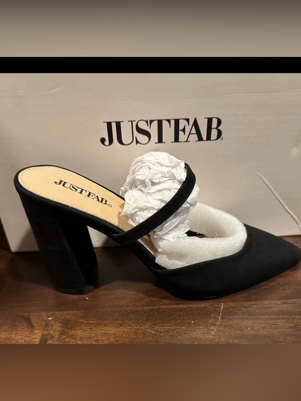 Just fab Women’s Allie Slip On Pump Heel Shoes Black Suede Size 6.5 M US